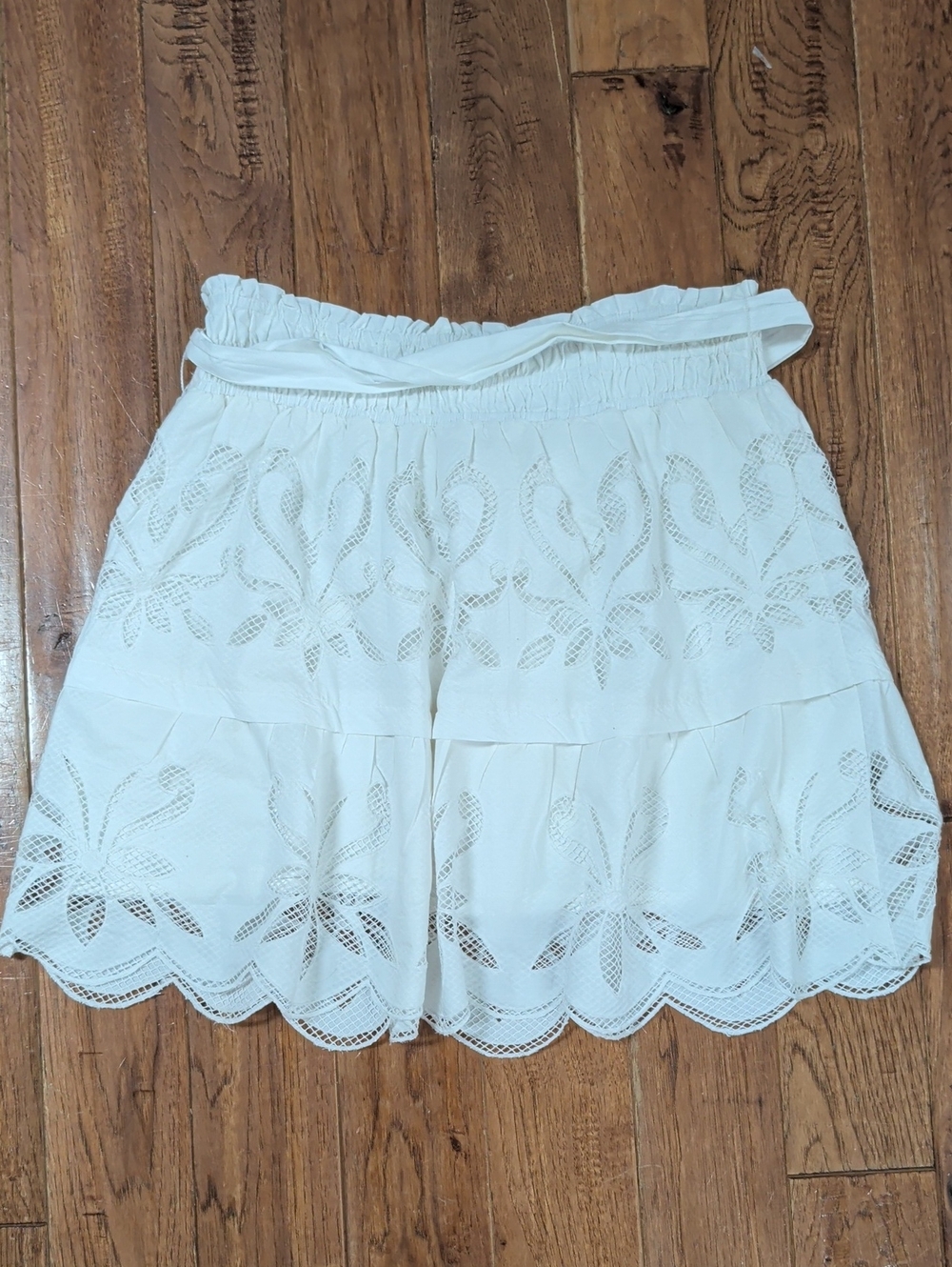 By Anthropologie Somerset Cutwork Edition White Eyelet Tie-Waist Mini Skirt - Picture 6 of 8